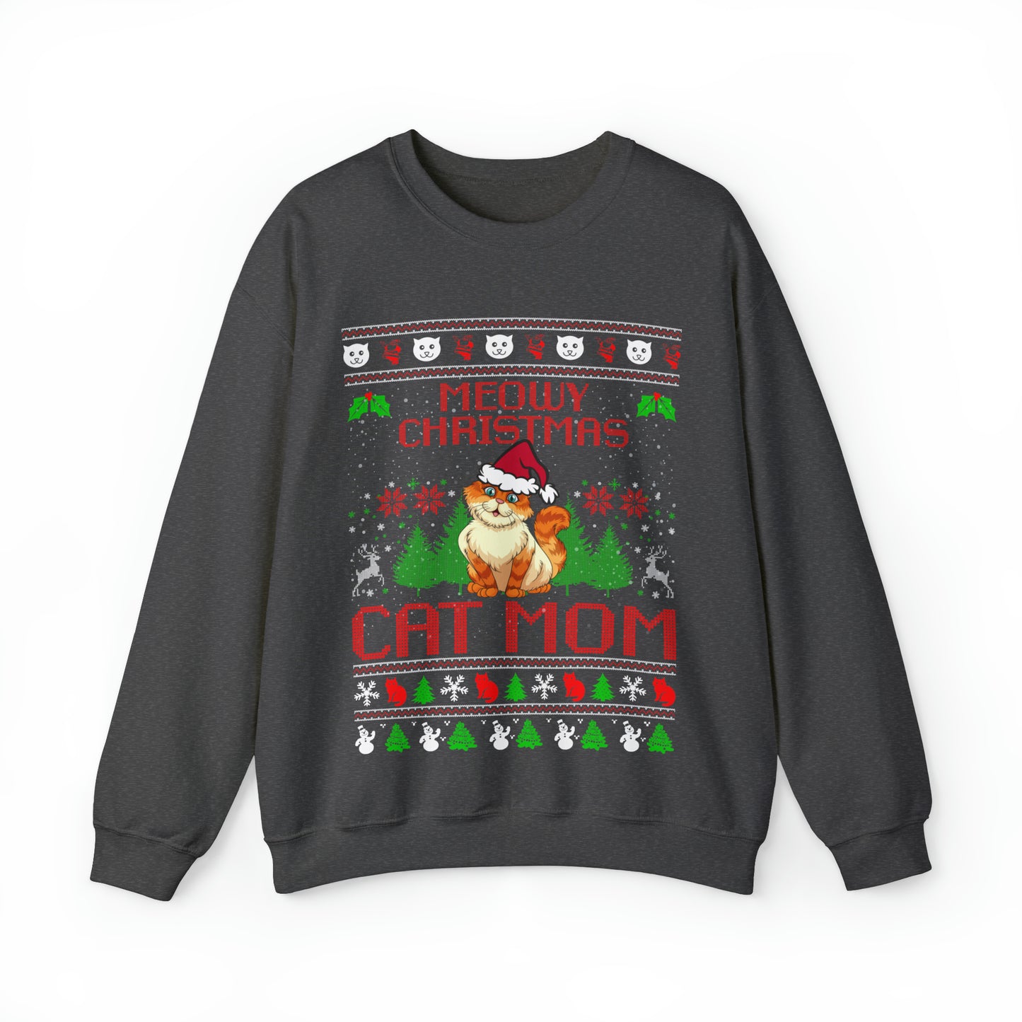 Meowy Christmas Cat Mom Unisex Heavy Blend™ Crewneck Sweatshirt