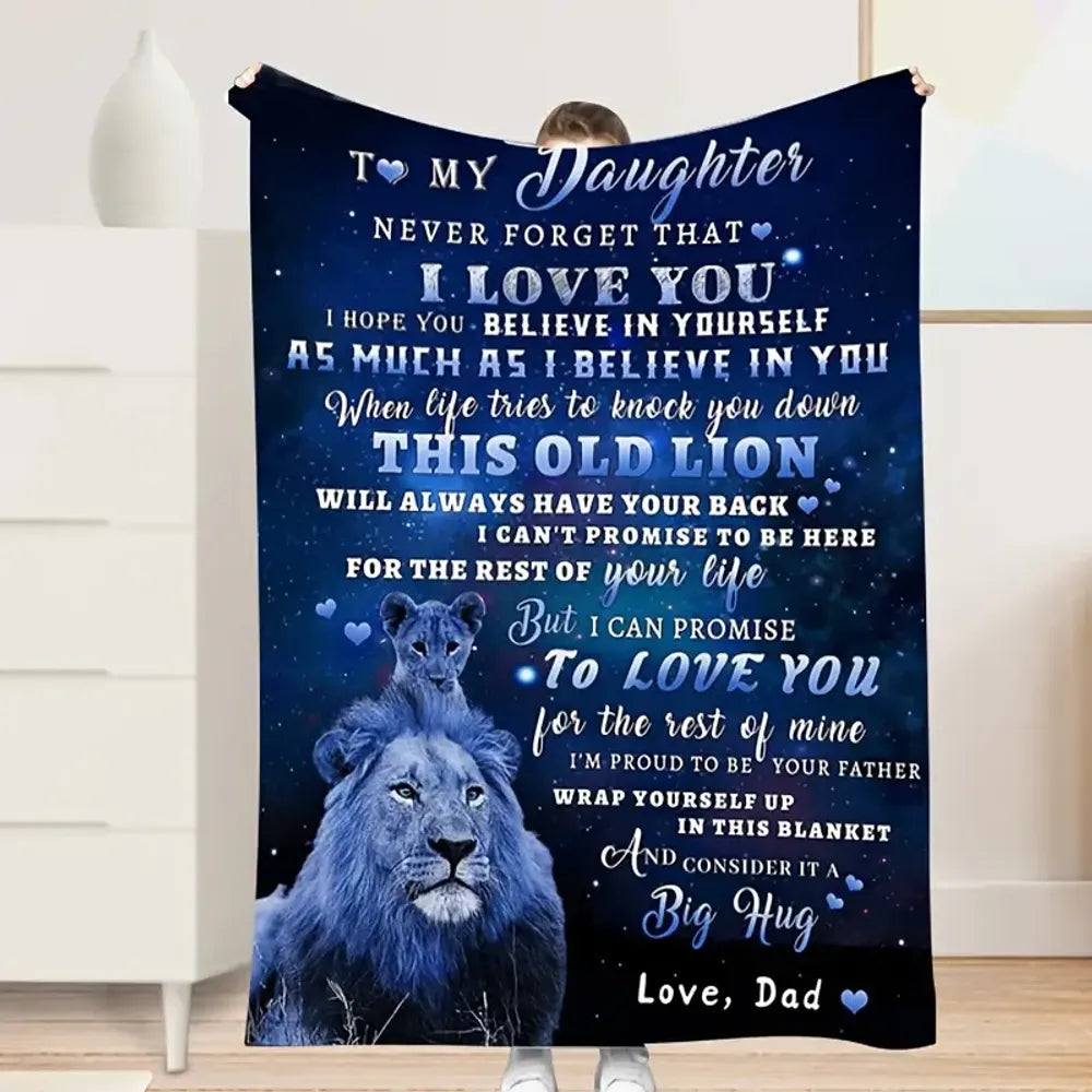 Daughter Blanket from Dad - Lion Blanket for Daughter