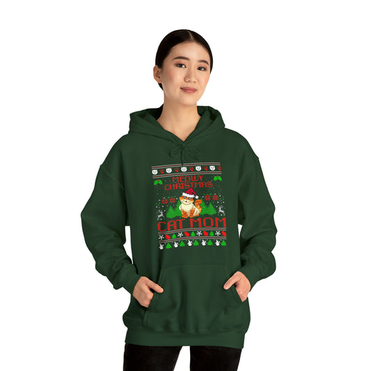 Meowy Christmas Cat Mom Unisex Heavy Blend™ Hooded Sweatshirt